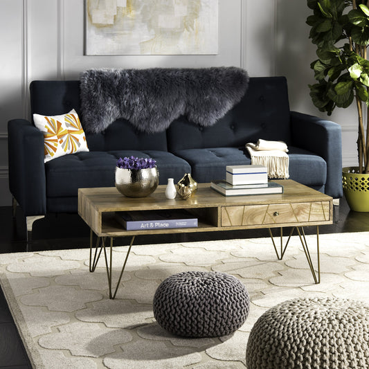SAFAVIEH Marigold Mid-Century Coffee Table with Drawer, Natural