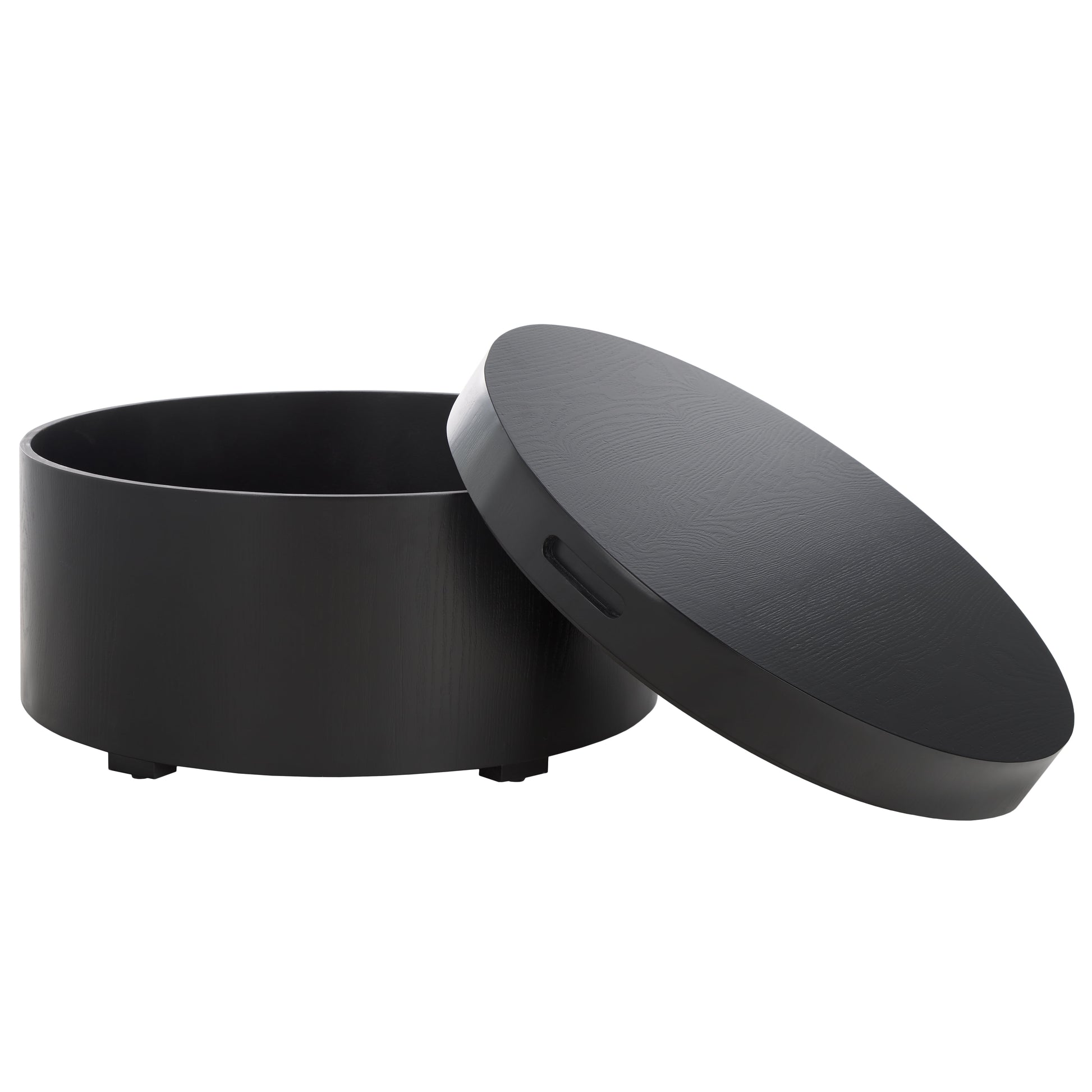 SAFAVIEH Rafaela Round Tray Top Coffee Table with Storage, Black (23 in. W x 23 in. D x 12.6 in. H)