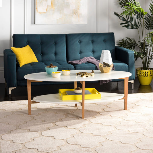 SAFAVIEH Woodruff Contemporary Oval Coffee Table, White