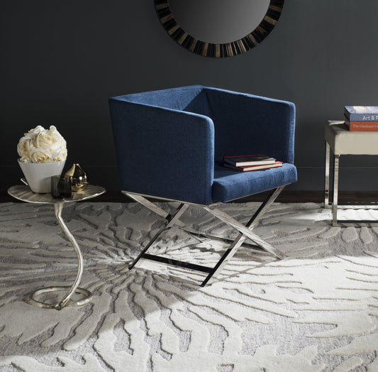 Safavieh Celine Modern Glam Chrome Upholstered Cross Leg Chair