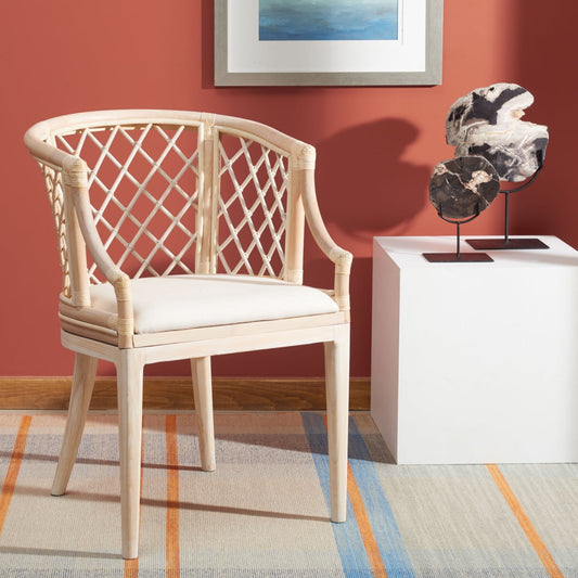Safavieh Rustic/Lodge Mahogany Cotton Coastal Armchair, White