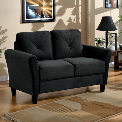 Small Loveseat Sofa Couch,57" Velvet Upholstered 2-Seater Sofa Couch for Small Space,Living Room,Bedroom,Office,Gray