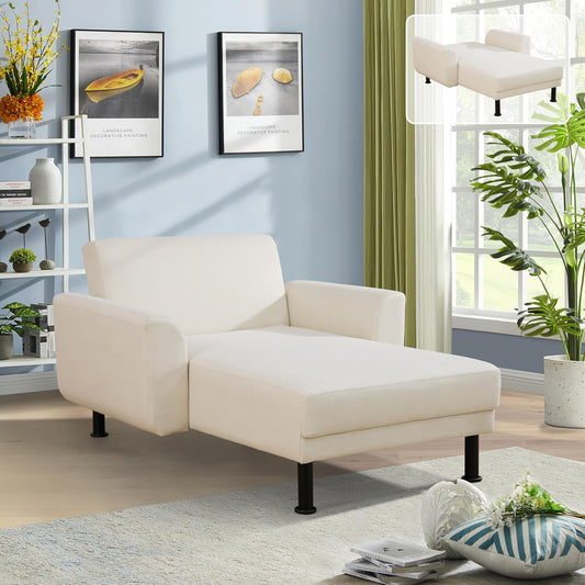TrumanPick Convertible Futon Sofa Bed, Sleeper Sofa Bed Couch Linen Recliner for Home Office, Beige
