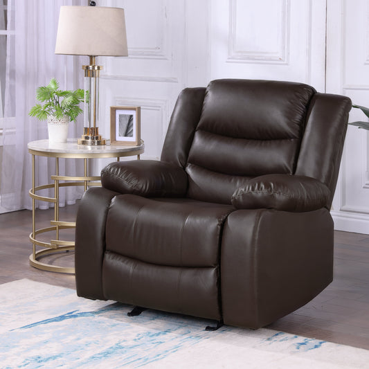 TrumanPick Recliner Chair PU Leather Rocker Recliners Sofa Chairs for Adults Lazy Boy Rocking Chair for Living Room, Brown