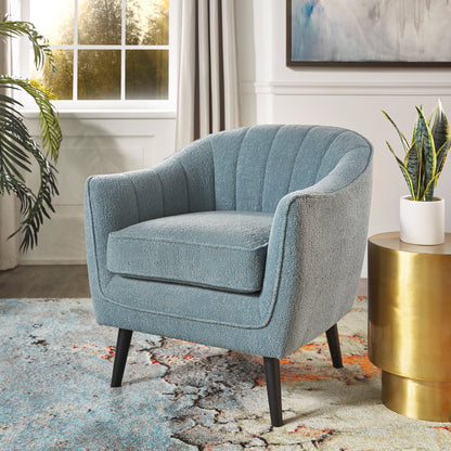 Weston Home Rhyl Mid-Century Modern Channel-Tufted Accent Chair, Dark Chocolate
